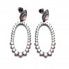 Silver earrings with black platinum white, rose zircons.