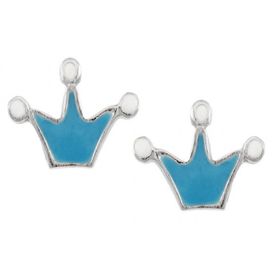 Children's silver earrings platinum and enamel
