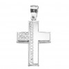 Cross in white gold K14 matt and polished and natural zircons in white color for baptism