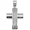 Cross in white gold K14 polished and natural zircons in white