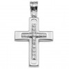 Cross in white gold K14 matt and design with polished Cross in the middle and natural zircons in white color for baptism