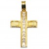 Gold cross K14 baptism or for engagement with white zircons
