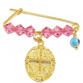 Children's nannies silver gold plated with double face print and colorful quartz for baptism