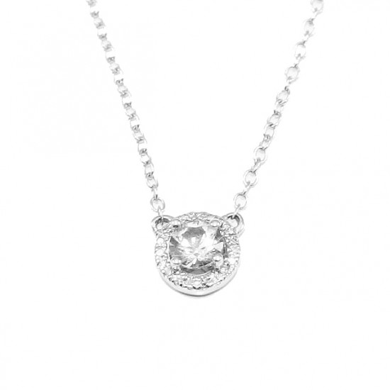 Necklace in white gold K14 with natural white sapphire