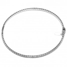 Bracelet in white gold K14 handcuffs with white zircons