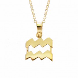 Necklace Gold K9 with Zodiac sign Aquarius with chain 1251375
