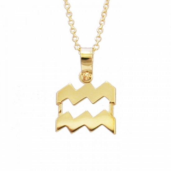 Necklace Gold K9 with Zodiac sign Aquarius with chain 1251375