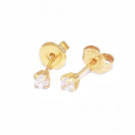 Σκουλαρίκια σε χρυσό Κ18 μονόπετρα με φυσικά ζιρκόνια σε λευκό χρώμα 50305