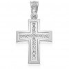 Cross platinum K14 with white zircon, two-tone lacquer and mat in the middle for christening or engagement 36048