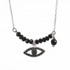 Silver necklace with eye design platinum spinel and black zircons Chain length 40cm-45cm