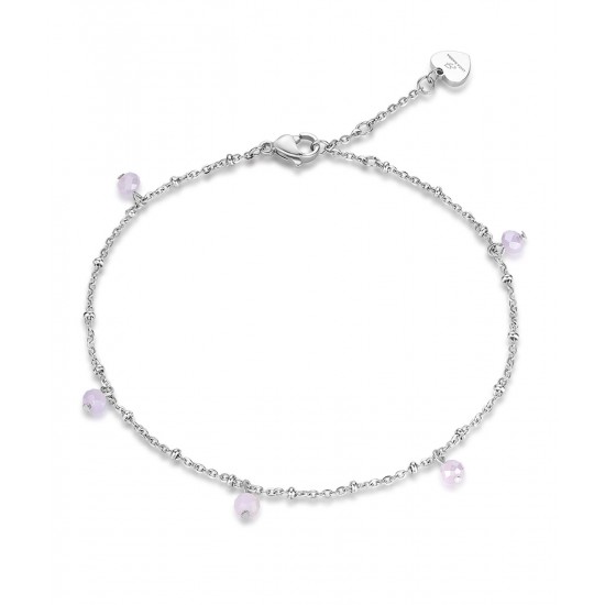 Foot chain with pink crystals made of stainless steel CV103