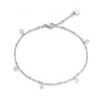 Stainless steel foot chain with pink crystals length 25cm  CV103