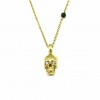 Silver necklace with the skull gold-plated and natural zircons in white 