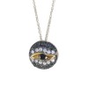 Gold necklace K18 with eye design with 14 Natural white diamonds 0,14ct and 29 Black diamonds 2,24ct  U28283