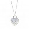Sterling silver necklace with platinum heart and white zircon 40-45cm Length