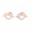 Sterling silver earrings with white zircon hearts and rose gold plating S1804R