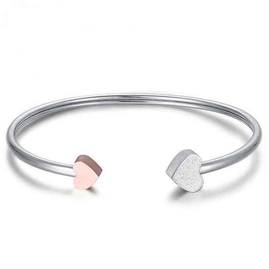 Bracelet with heart in pink and white glitter from stainless steel BK1880