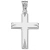 Cross in white gold K14 polished and design in mat on the edges for baptism 2235