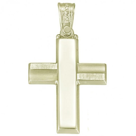 Cross gold K14 polished and matte for christening or engagement  1.7.1000