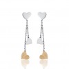Stainless steel earrings with gold color hearts length 5.2 cm OK1052