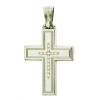 Cross in gold K14 polished and Cross design in the middle with natural zircons in white color