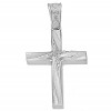 Cross in white gold K14 polished and matte with natural zircons in white color for baptism