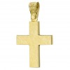 Cross in gold K14 drawn on both sides and polished on the sides
