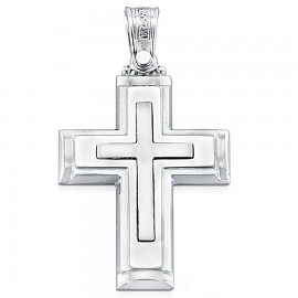 Cross in white gold K14 matt and polished 