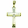 Cross in gold K14 polished and design with Cross in white gold in the middle for baptism