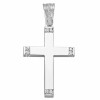 Cross in white gold K14 polished with natural zircons in white color on the edges 46141