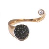Rose Gold ring K14 with white and black zircons
