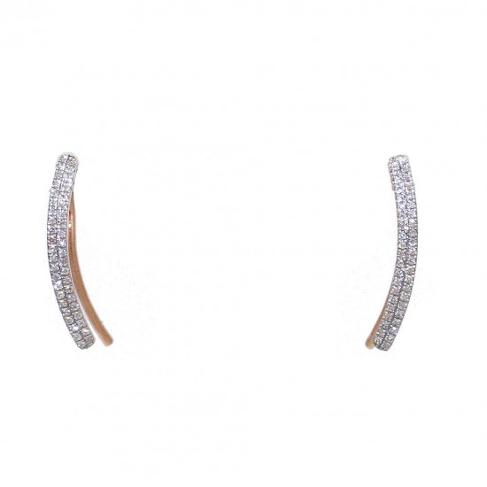 Earrings in rose gold K14 with 86 natural diamonds