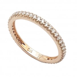Δαχτυλίδι ολόβερο ροζ χρυσό Κ9 με λευκά ζιργκόν Νο. 53