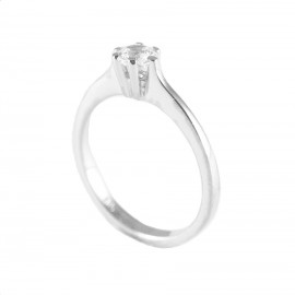 Ring in white gold K14 solitaire with natural zircon in white color  2422