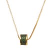 Necklace in gold K14 with the design of the circle with green zircons 