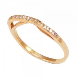 Sterling silver ring with white zircon and rose gold plated  280219