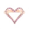 Δαχτυλίδι ασημένιο με σχέδιο καρδιά με ροζ επιχρύσωμα και κόκκινα ζιργκόν Νο. 53