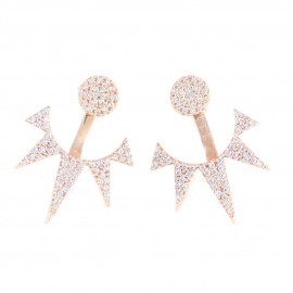 Σκουλαρίκια ασημένια κρεμαστά με λευκά ζιργκόν και ροζ επιχρύσωμα EA161422