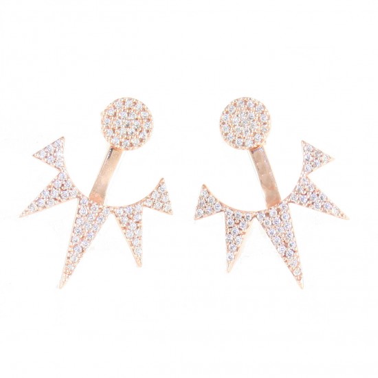 Sterling silver earrings hanging with white zircons and rose gold plating EA161422