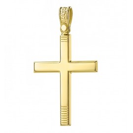 Σταυρός σε χρυσό Κ14 λουστραριστός για βάπτιση 21232