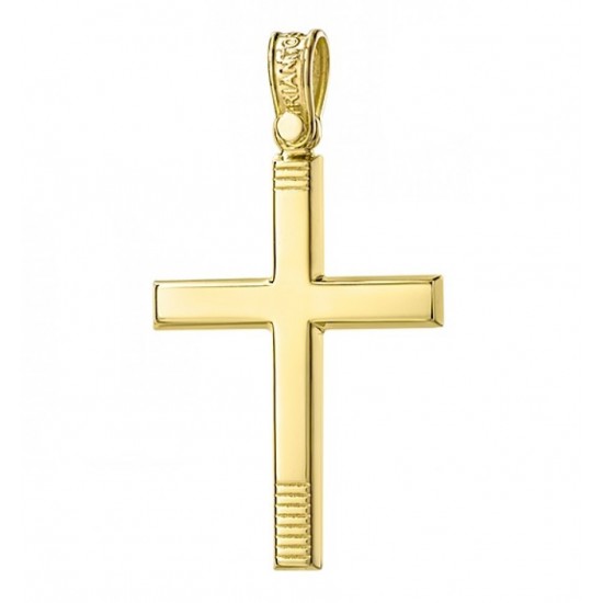Σταυρός σε χρυσό Κ14 λουστραριστός για βάπτιση 21232