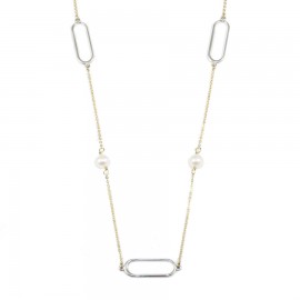 Necklace K9 two-color gold and platinum with pearls 595655
