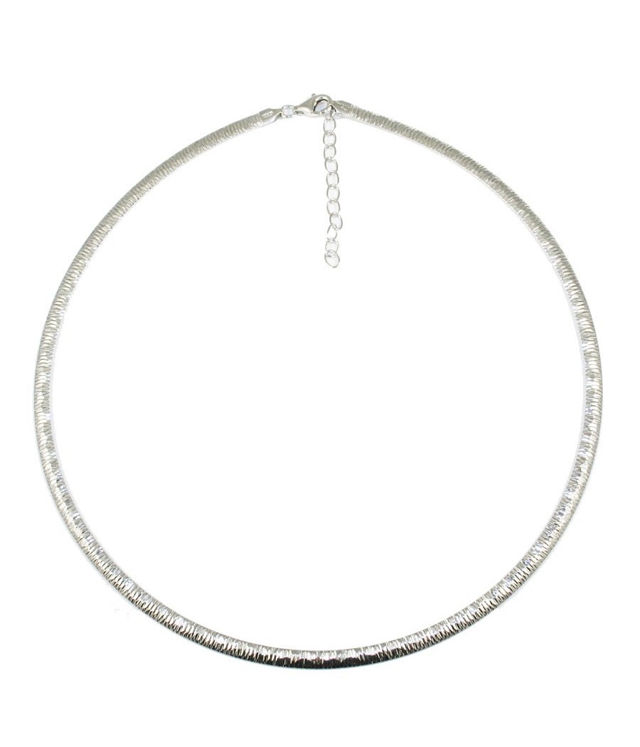 Silver handcrafted polished necklace two-sided Necklace length 16350