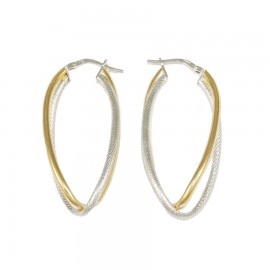 Earrings silver rings two-color platinum gold plated and handcrafted 58624