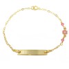 Children's bracelet gold K9 with enamel flower design with quartz for christening 1451090