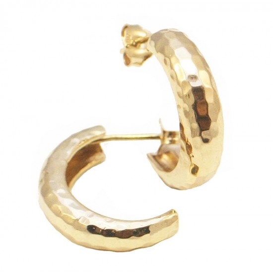 Earrings in gold K14 forged rings 