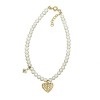 Bracelet silver gold-plated with heart pattern with white zircon and pearls