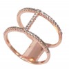 Δαχτυλίδι ασημένιο επιχρυσωμένο με ροζ χρυσό και λευκά ζιργκόν Νο. 58