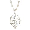 Necklace made of silver rosary with opal stones and silver pendant in leaf design Necklace length 90cm 