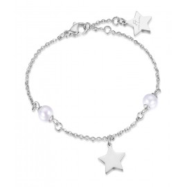 Stainless steel bracelet with white pearls and star  BK1687